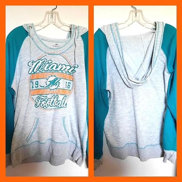 Majestic Sweaters - 🐬🧡 Junior Large Miami Dolphins Hoodie With Pockets🐬🧡
